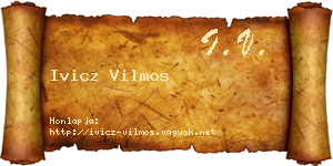 Ivicz Vilmos névjegykártya